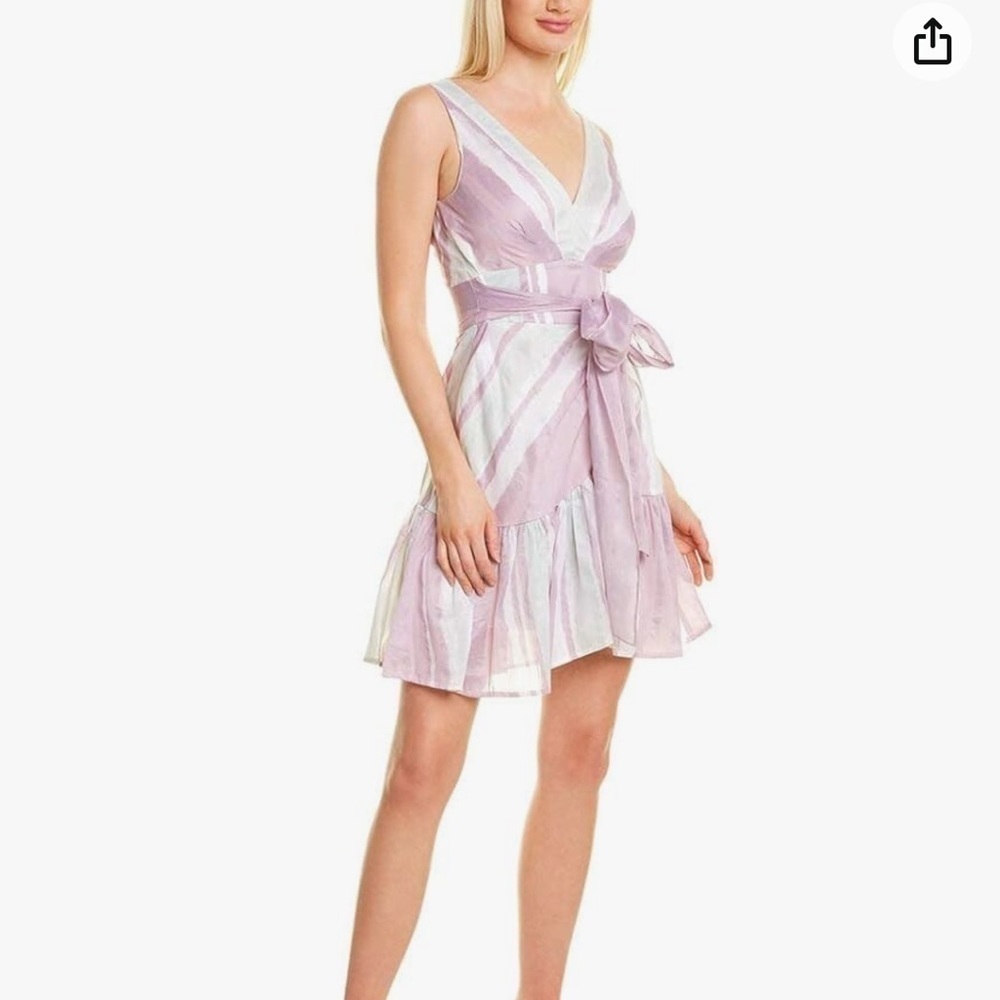 Rebecca Taylor Lilac Stripe Sleeveless Wrap Dress 14